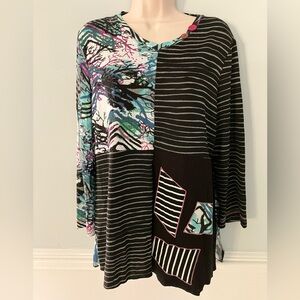 Ali Miles trendy tunic top fashionable V neck long sleeve feminine stylish M